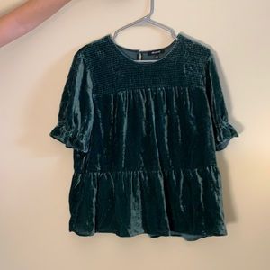 Madewell Forest Green Velvet Top - L